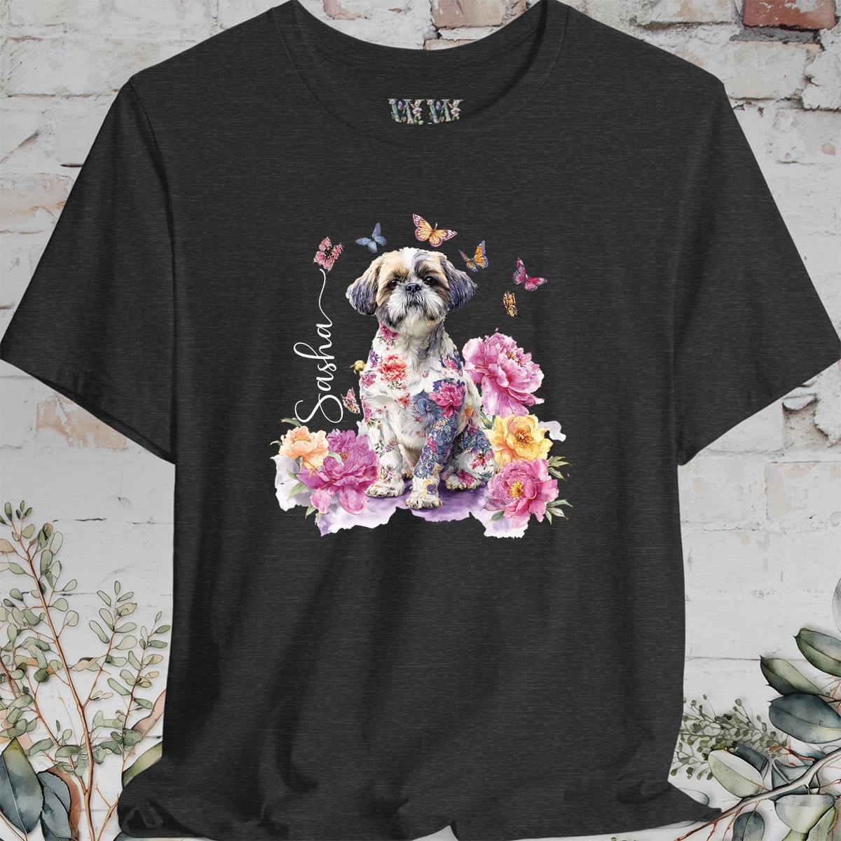 Shih Tzu #1 Peony Butterfly T shirt