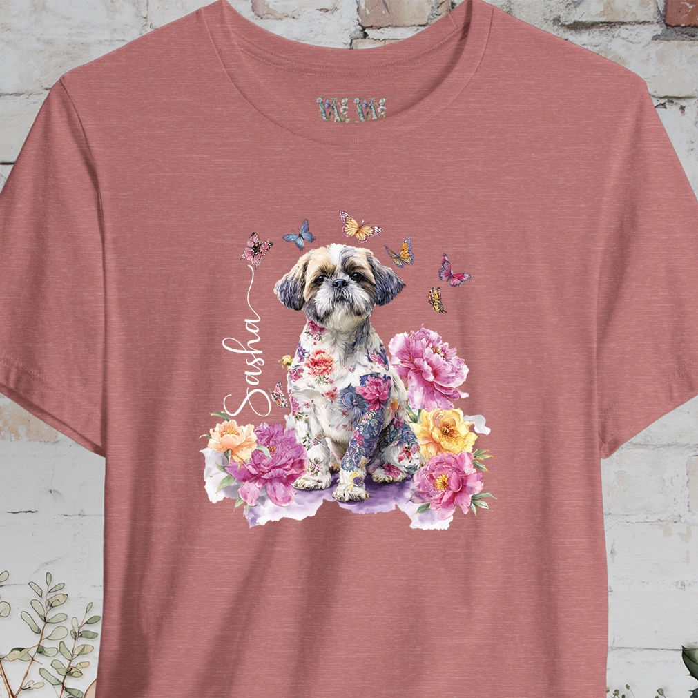 Shih Tzu #1 Peony Butterfly T shirt