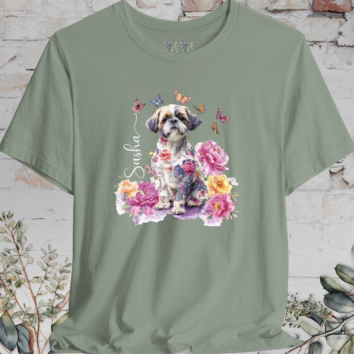 Shih Tzu #1 Peony Butterfly T shirt