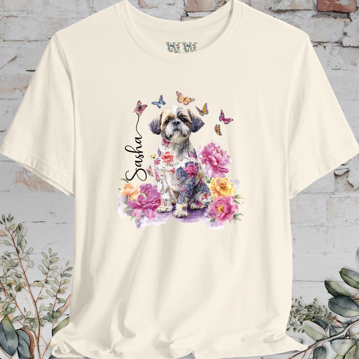Shih Tzu #1 Peony Butterfly T shirt