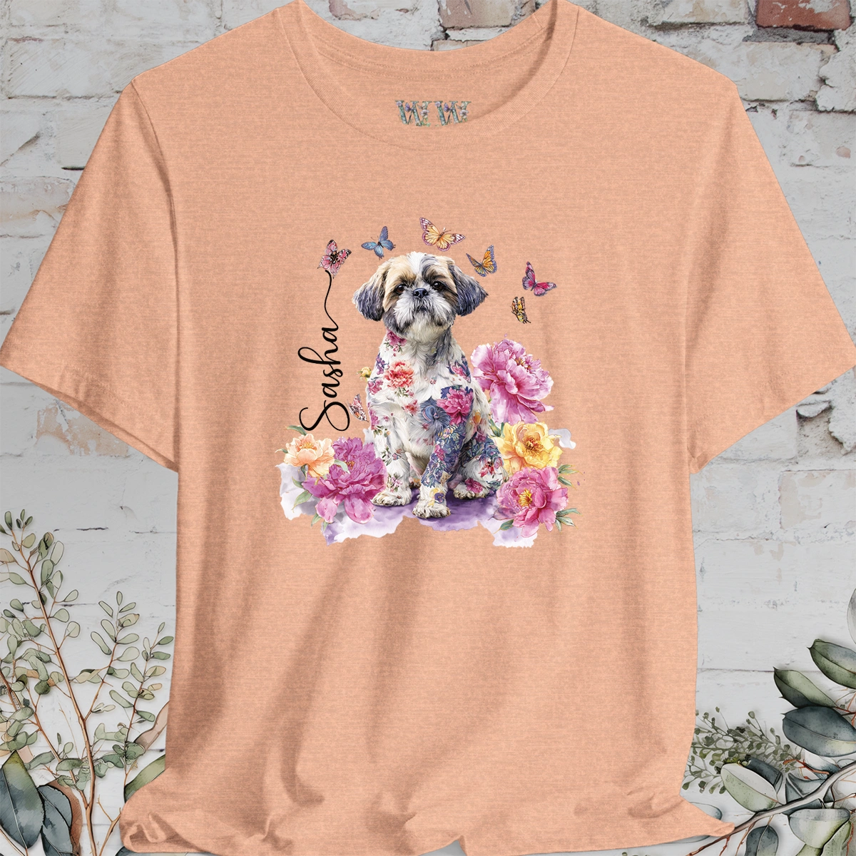 Shih Tzu #1 Peony Butterfly T shirt