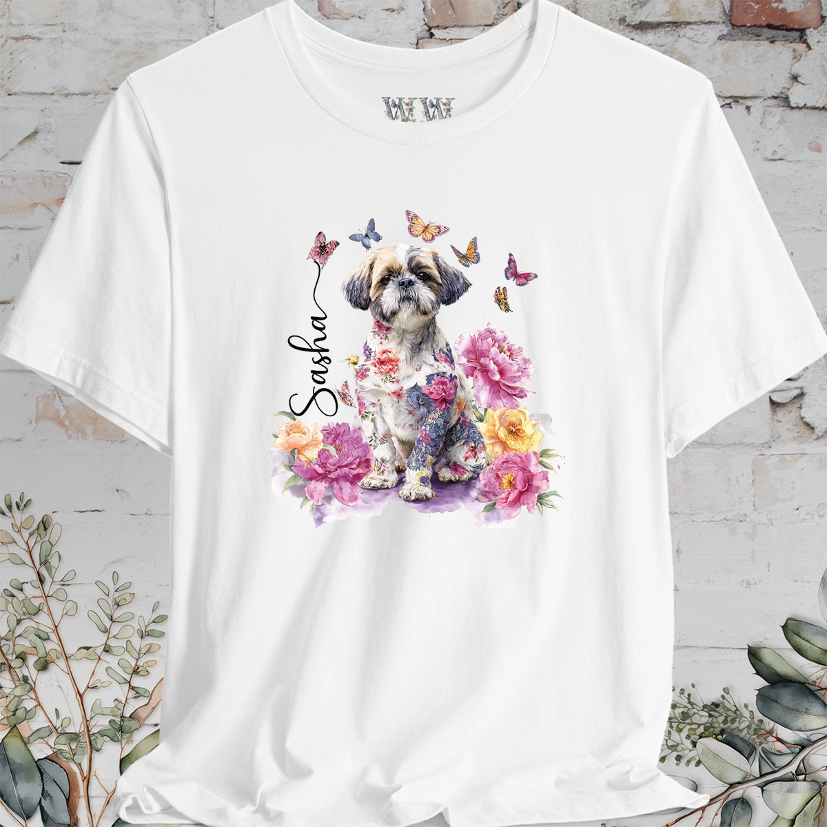 Shih Tzu #1 Peony Butterfly T shirt