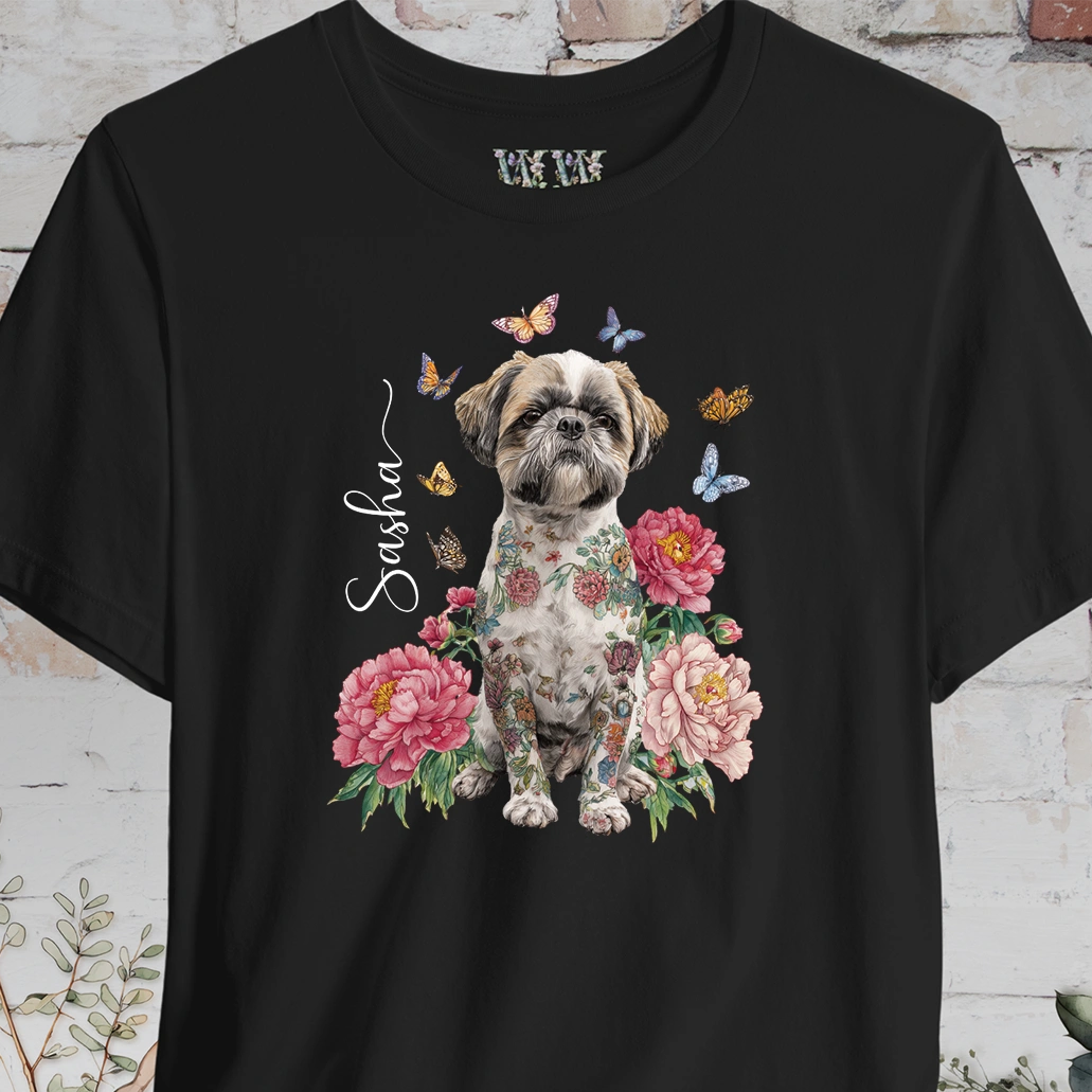 Shih Tzu #2 Peony Butterfly T shirt