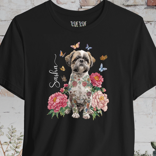 Shih Tzu #2 Peony Butterfly T shirt