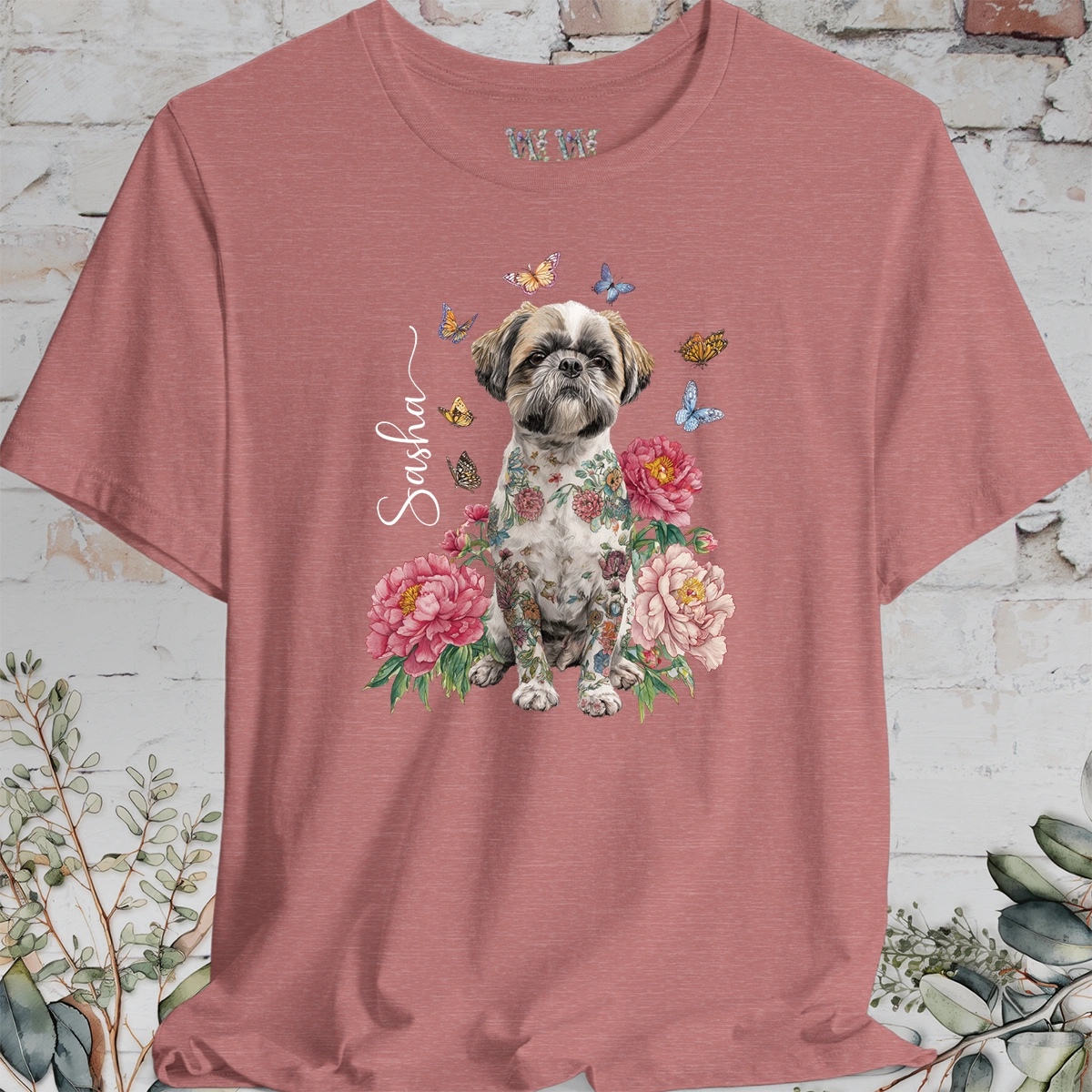 Shih Tzu #2 Peony Butterfly T shirt