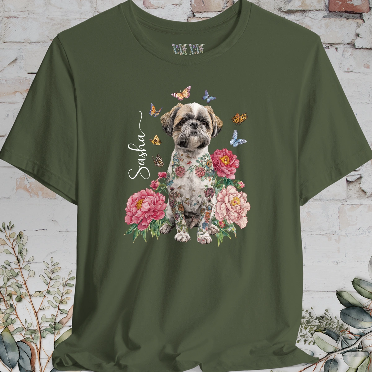 Shih Tzu #2 Peony Butterfly T shirt