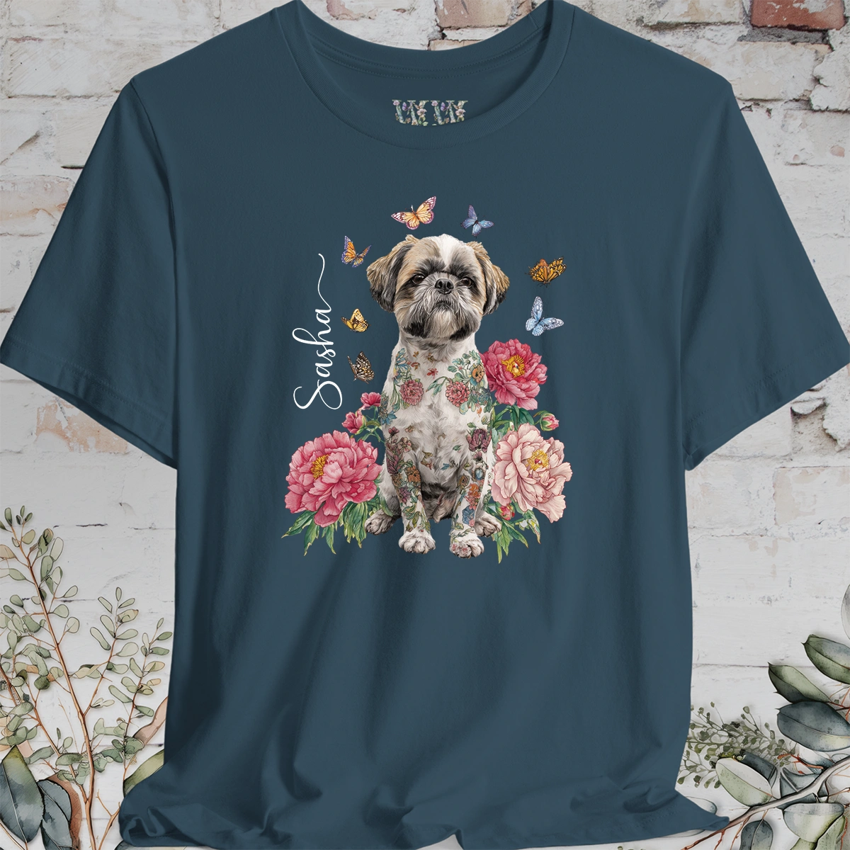Shih Tzu #2 Peony Butterfly T shirt