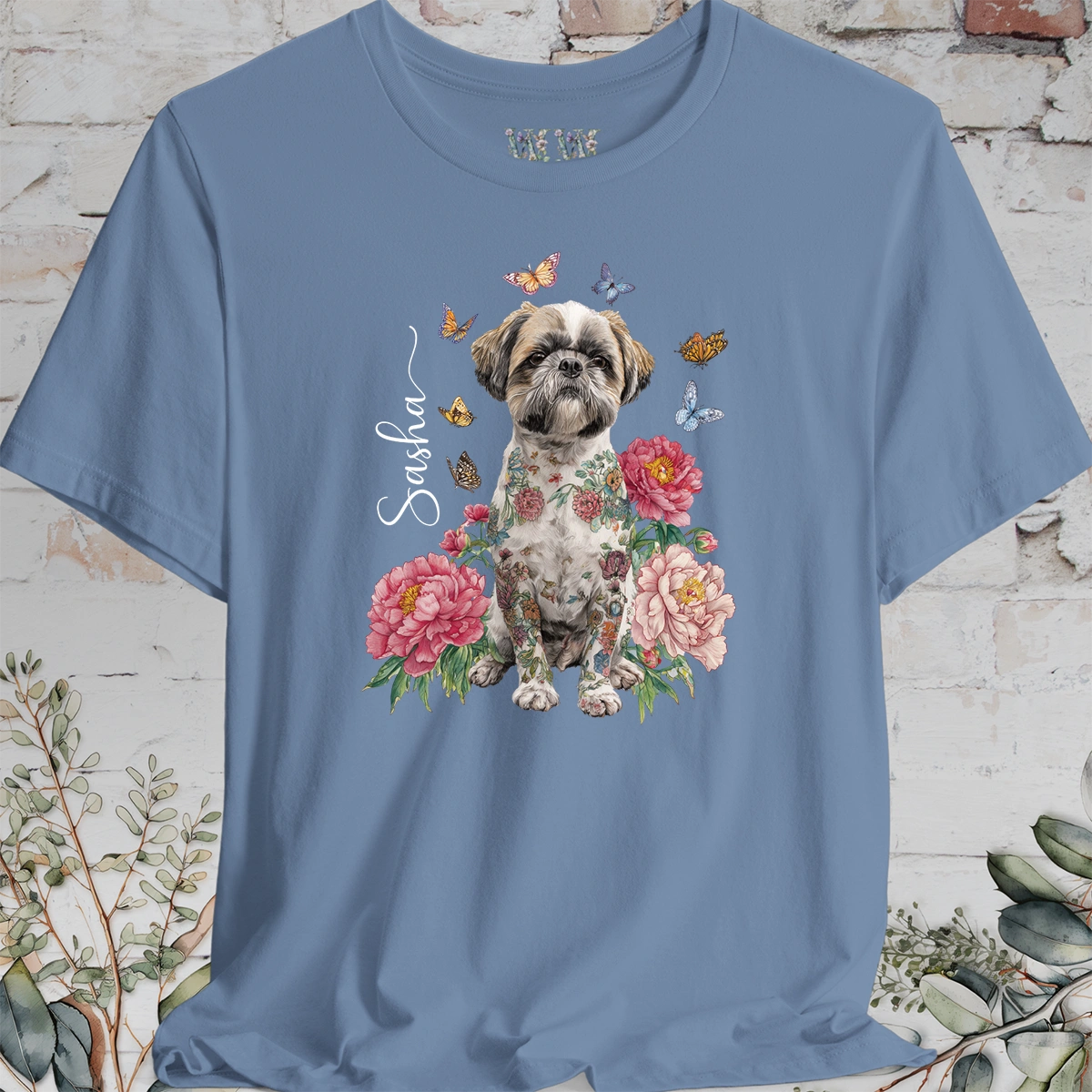 Shih Tzu #2 Peony Butterfly T shirt