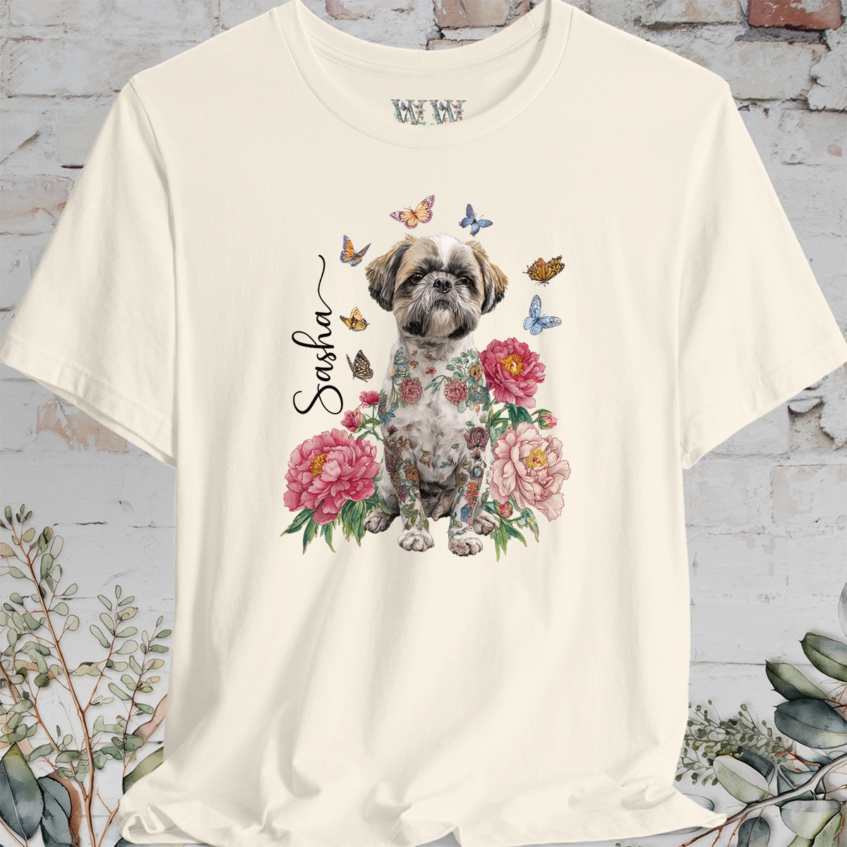 Shih Tzu #2 Peony Butterfly T shirt