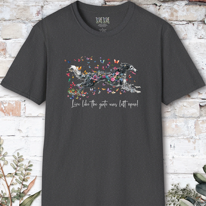 Silken Windhound #2 Live like the gate was left open, unisex T-Shirt