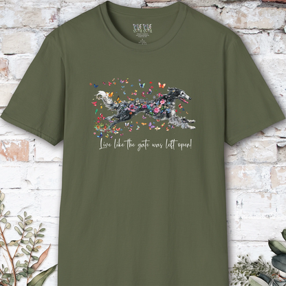 Silken Windhound #2 Live like the gate was left open, unisex T-Shirt