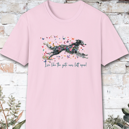 Silken Windhound #2 Live like the gate was left open, unisex T-Shirt