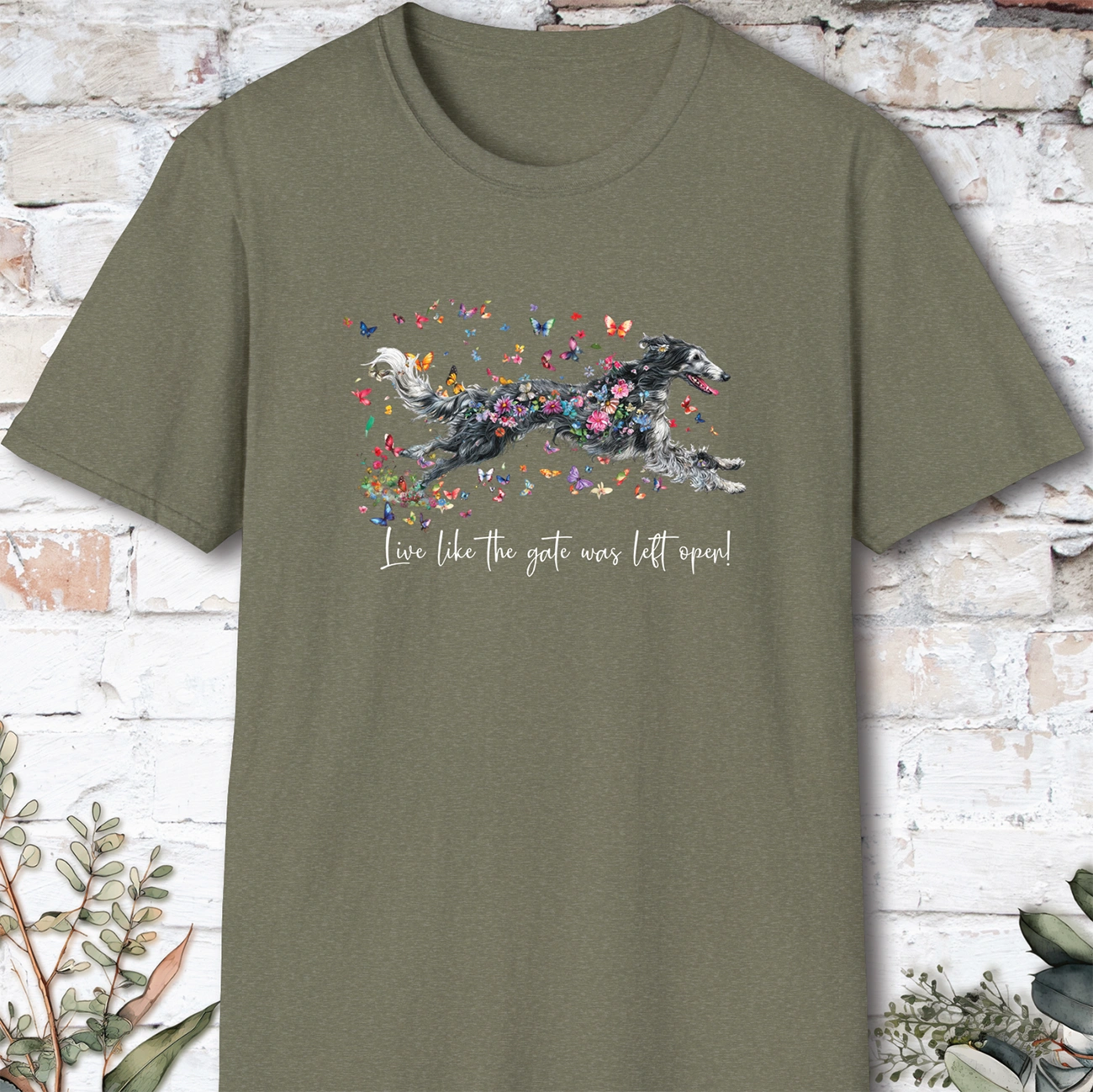 Silken Windhound #2 Live like the gate was left open, unisex T-Shirt