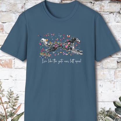 Silken Windhound #2 Live like the gate was left open, unisex T-Shirt