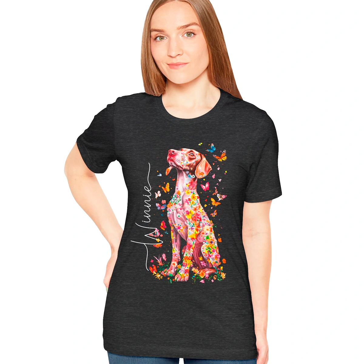 Vizsla #1 Floral Personalized T shirt