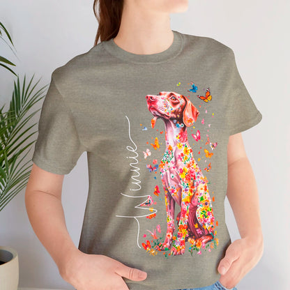 Vizsla #1 Floral Personalized T shirt