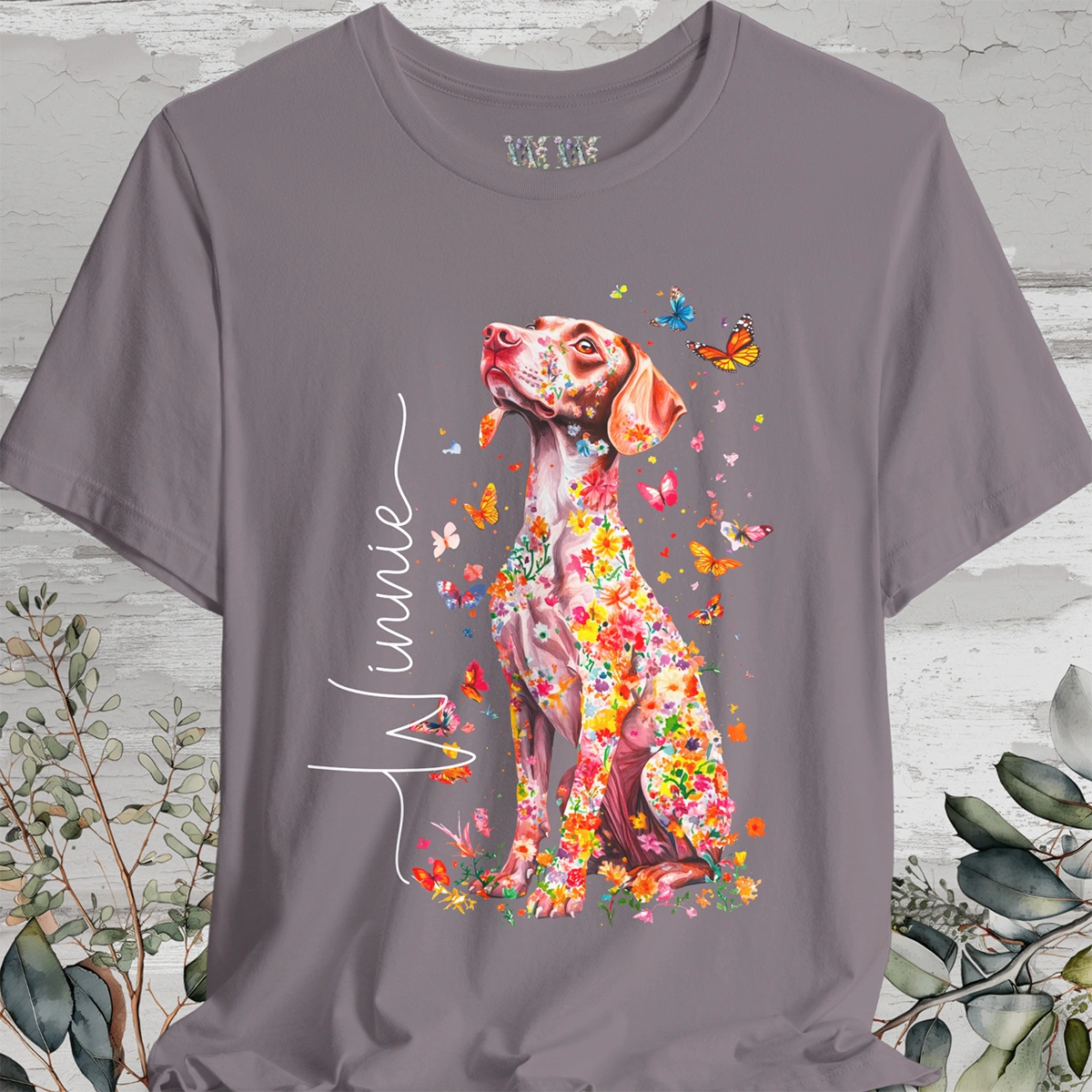 Vizsla #1 Floral Personalized T shirt