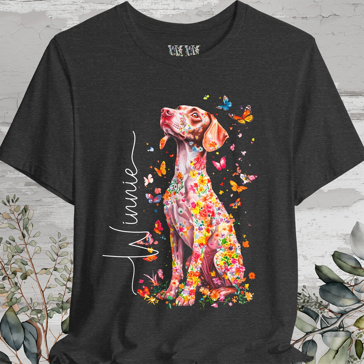 Vizsla #1 Floral Personalized T shirt