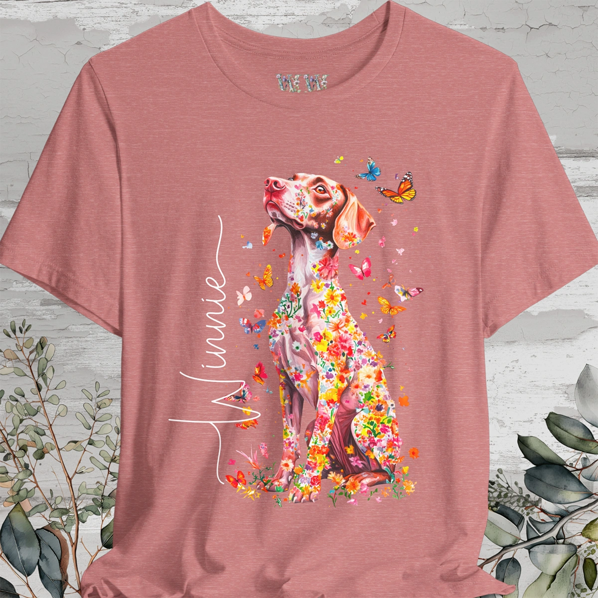 Vizsla #1 Floral Personalized T shirt