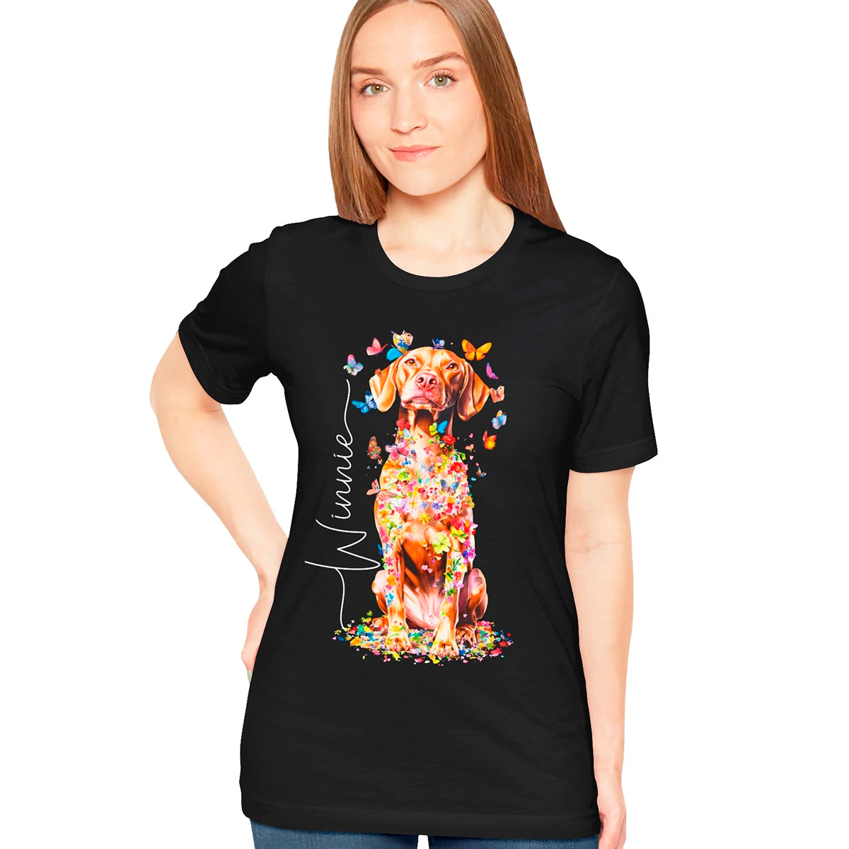 Vizsla #2 Floral Personalized T shirt