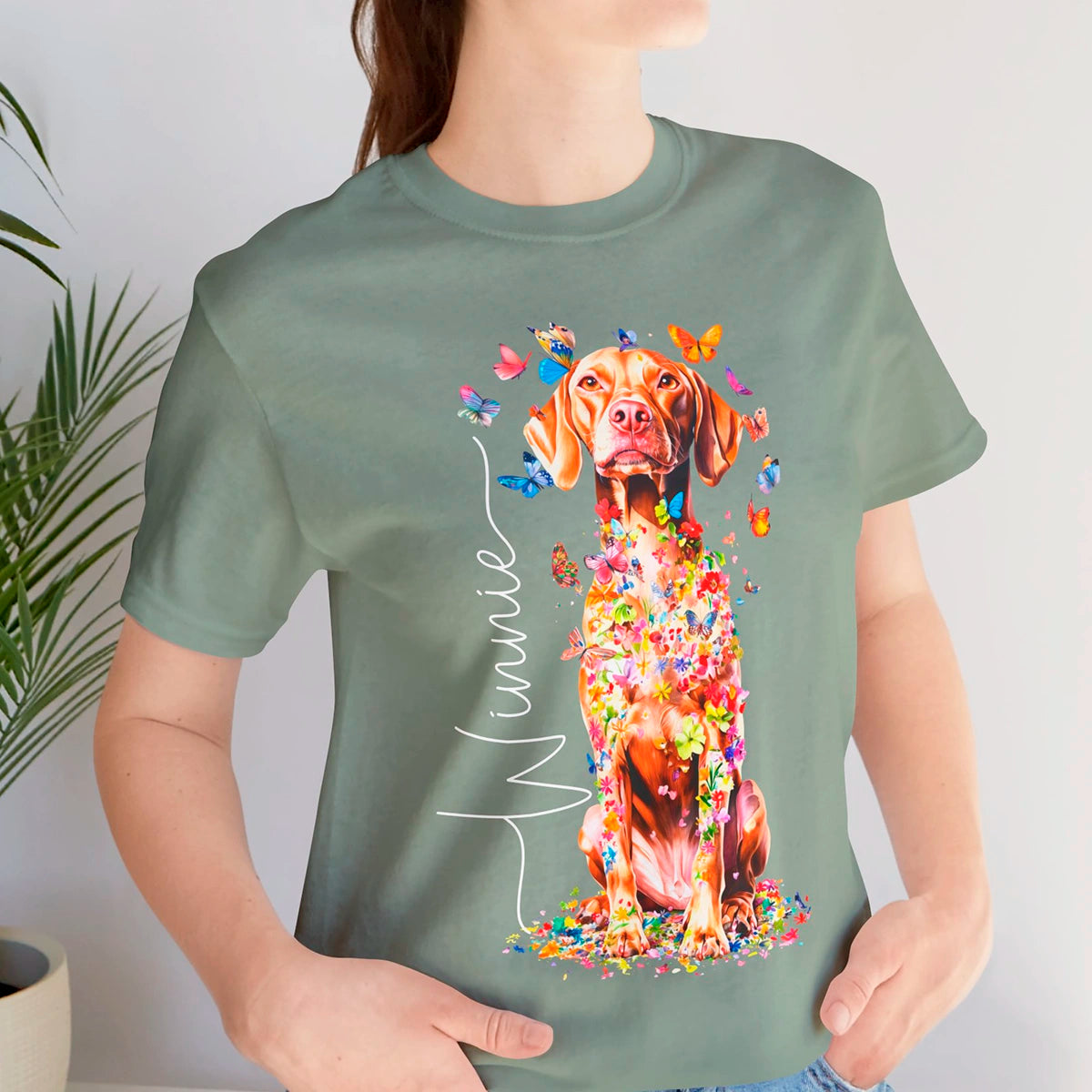 Vizsla #2 Floral Personalized T shirt