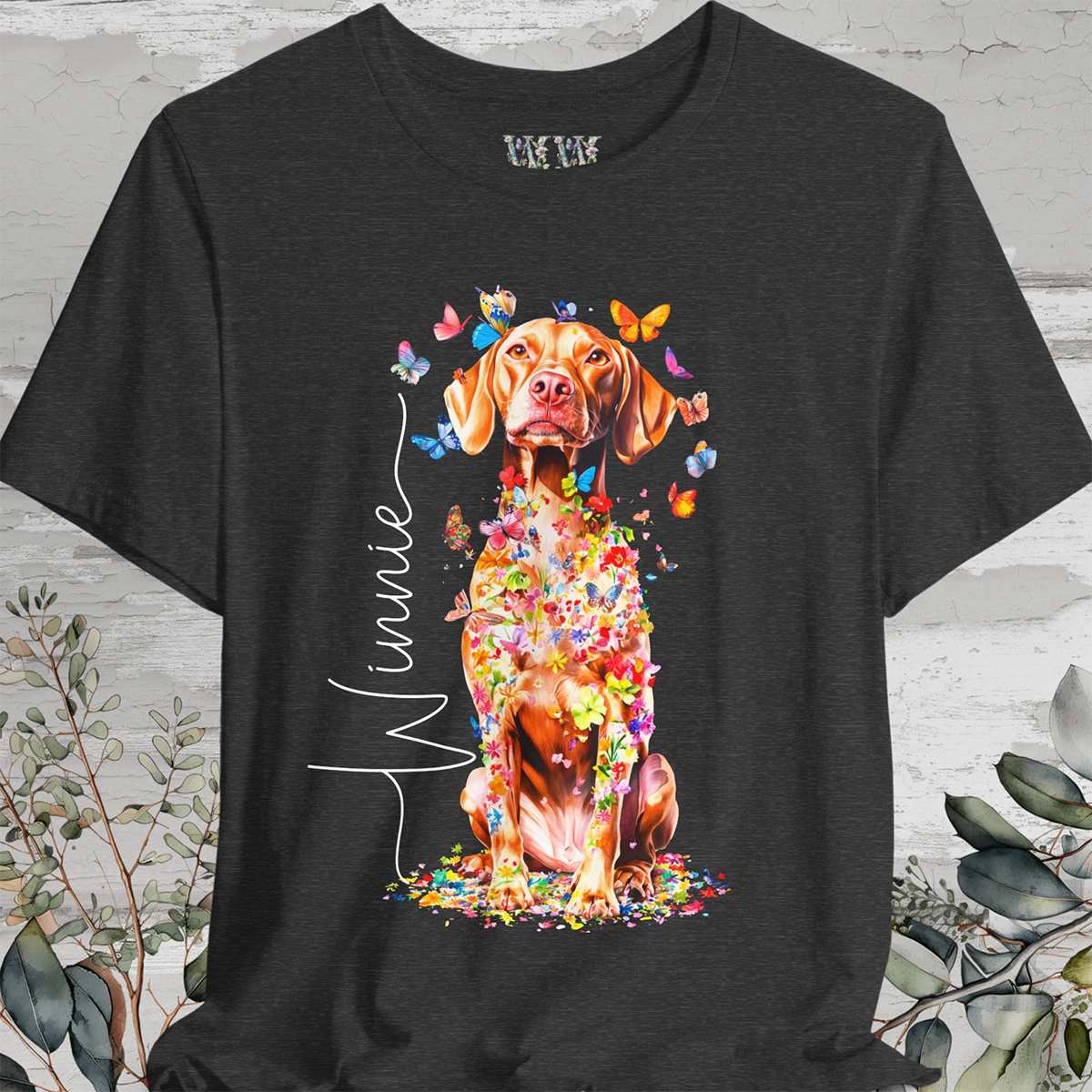 Vizsla #2 Floral Personalized T shirt