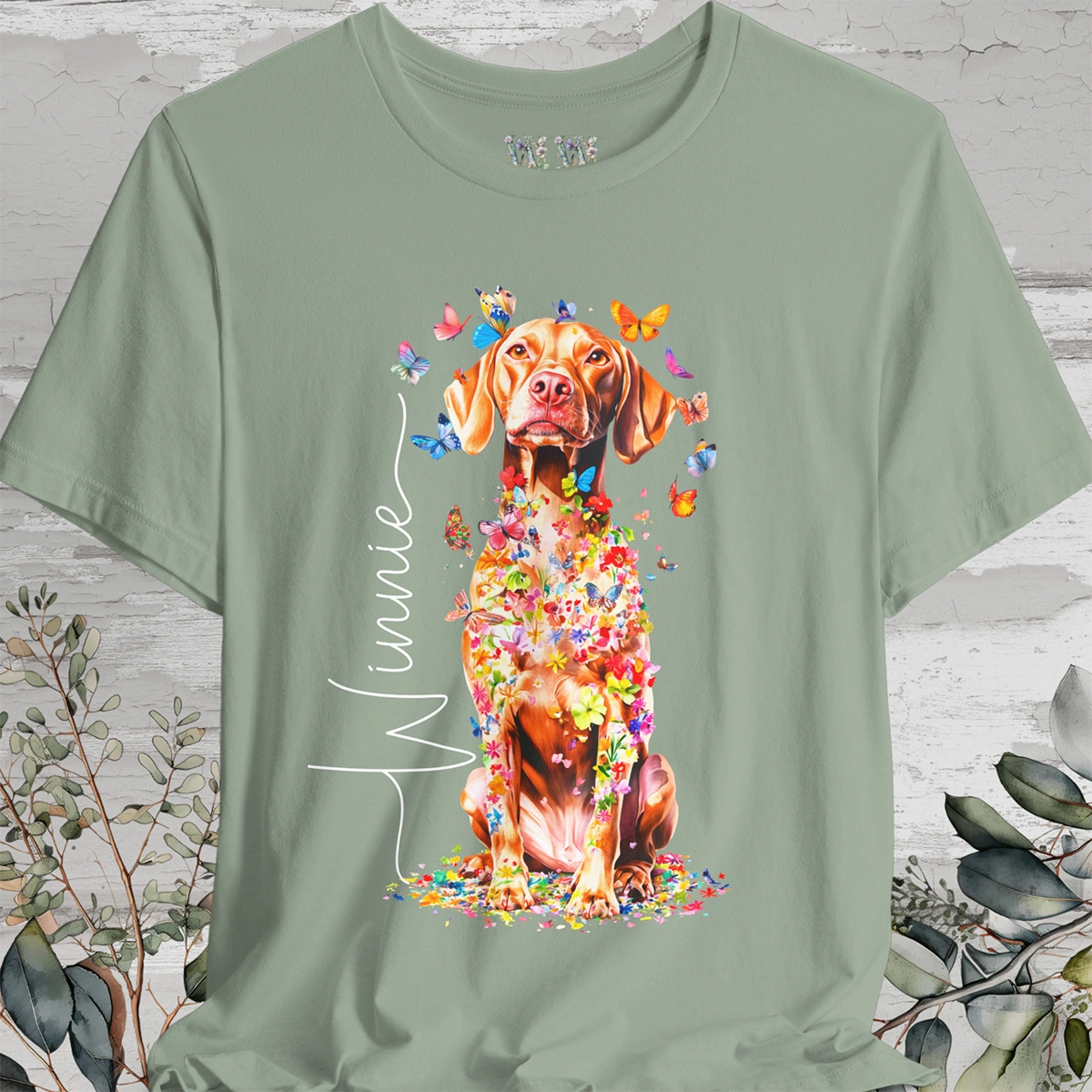 Vizsla #2 Floral Personalized T shirt