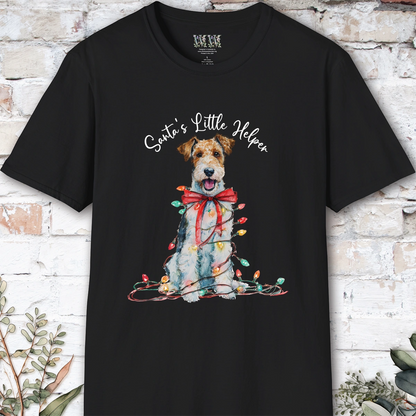 Wire Haired Fox Terrier Santa's little helper. unisex T shirt