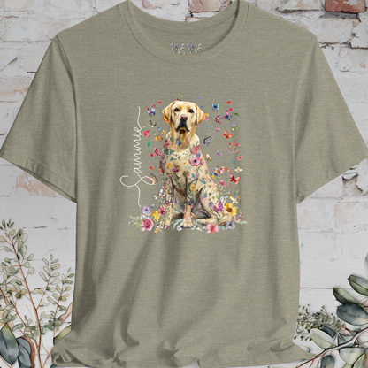 Yellow Labrador #2 Floral Personalized T shirt