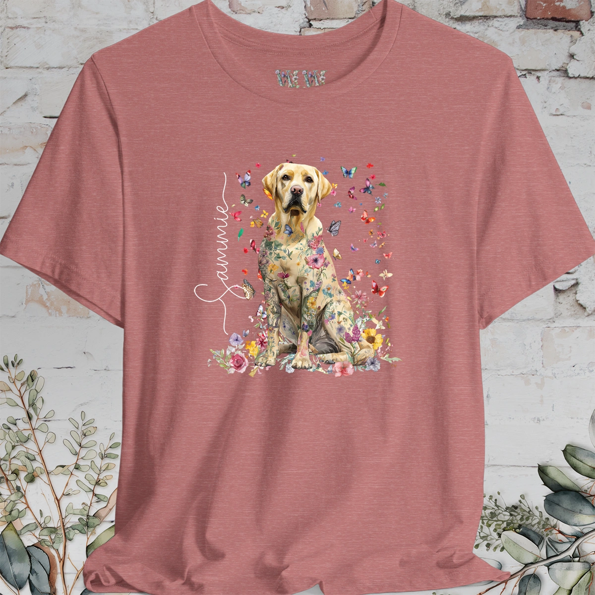 Yellow Labrador #2 Floral Personalized T shirt
