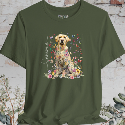 Yellow Labrador #2 Floral Personalized T shirt