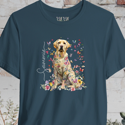 Yellow Labrador #2 Floral Personalized T shirt