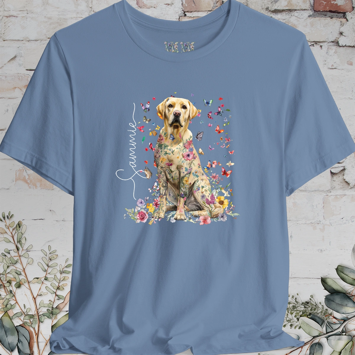 Yellow Labrador #2 Floral Personalized T shirt